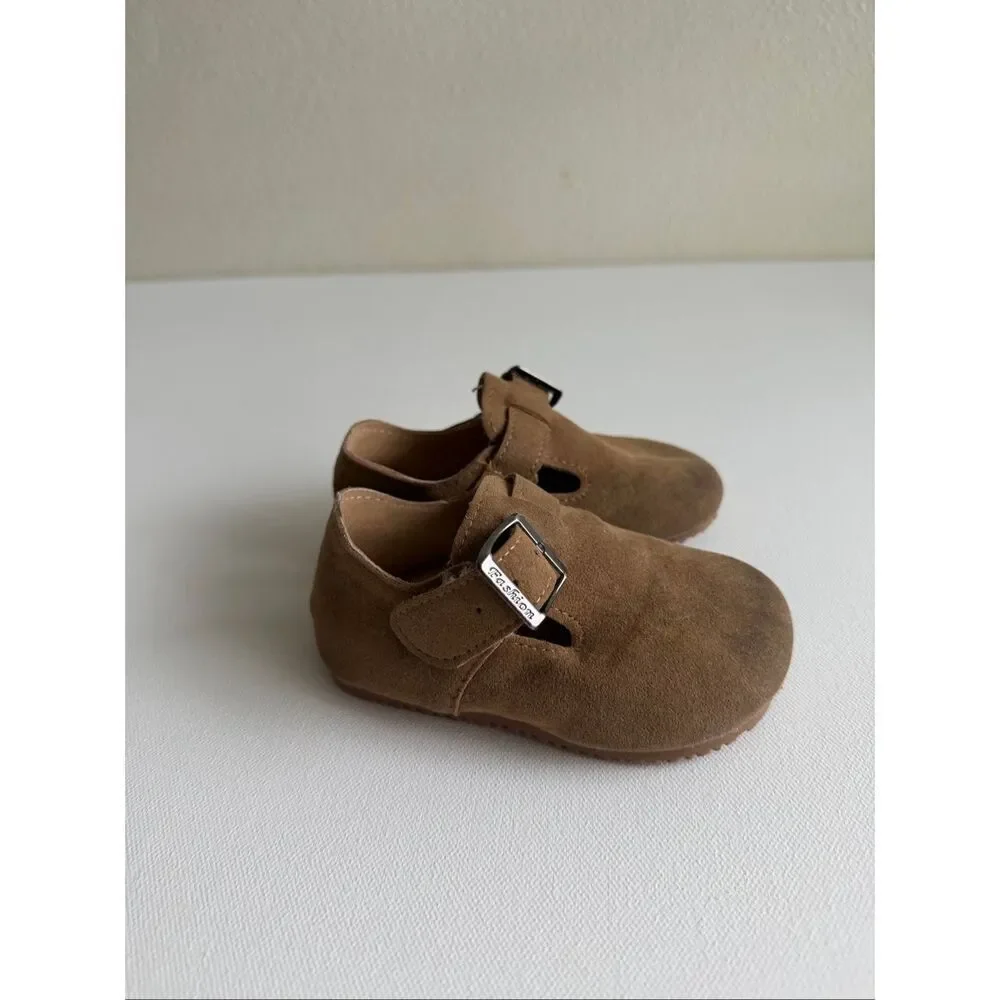 Kids Round Toe Non-Slip Soft Bottom Hook And Loop Casual Flat Shoes size 5.5